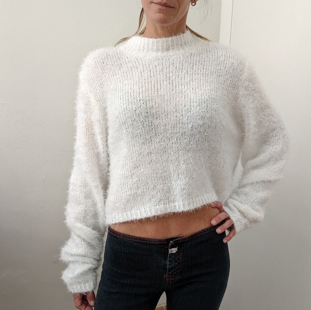 Mock Turtleneck fuzzy Sweater XL